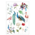 Colorful Watercolor Floral and Peacock Temporary Tattoo Sticker Sheet for Kids - TH-28 / 148*210MM
