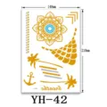 Tatuaje temporal dorado metálico pegatinas impermeables diseño mandala 148x210mm - YH-42