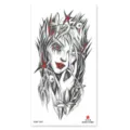 Hoja de calcomanía de tatuaje temporal de retrato gótico con llamativos acentos rojos. - XQB-1282