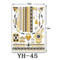 Hoja de pegatina de tatuaje temporal metalico tribal oro negro geometrico 148x210mm - YH-45