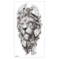 Adhesivo de tatuaje temporal impermeable con diseño de león y reloj para el brazo. - XQB-321 / 11.4*21CM