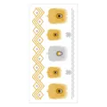 Metallic temporary tattoo sticker sheet with geometric borders and peacock feather designs. - Pattern M-T07