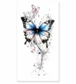 Pegatina de tatuaje temporal impermeable de mariposa para arte corporal de brazo pierna. - XQB-1243 / 11.4x21cm