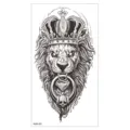 Adhesivo de tatuaje temporal impermeable con león feroz y corona para arte corporal. - XQB-322 / 11.4*21CM
