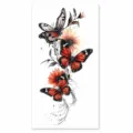 Adhesivo de tatuaje temporal impermeable con diseño de mariposa roja y flor para brazo y pierna. - XQB-1244 / 11.4x21cm