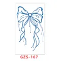 Semi-permanent herbal juice temporary tattoo sticker featuring an elegant blue line bow design. - GZS-167 / 70*120mm
