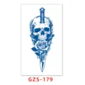Herbal juice temporary tattoo sticker with skull dagger and rose design, waterproof. - GZS-179 / 70*120mm