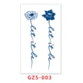 Calcomanía de tatuaje semipermanente de hierbas con diseño floral azul y texto en inglés. - GZS-03
