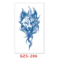 Pegatina de tatuaje temporal impermeable con diseño de lobo azul para el arte corporal. - GZS-206