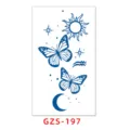 Herbal juice semi-permanent tattoo sticker featuring celestial butterfly and sun design SKU GZS-197 - GZS-197 / 70*120mm