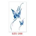 Pegatina de tatuaje temporal de hierbas, diseño de mariposa azul rosa, variante impermeable. - GZS-208