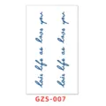 Herbaceous temporary tattoo sticker, blue English cursive lettering, waterproof body art design. - GZS-07