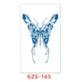 Herbal juice semi-permanent tattoo sticker featuring an abstract blue line butterfly design. - GZS-165 / 70*120mm