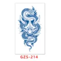 Pegatina de tatuaje semipermanente con máscara Hannya azul y serpiente, impermeable - GZS-214