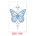 Herbal semi-permanent tattoo sticker blue butterfly moon star waterproof long-lasting body art - GZS-169 / 70*120mm