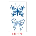 Semi-permanent herbal juice waterproof tattoo sticker featuring blue butterfly and bow design. - GZS-170 / 70*120mm