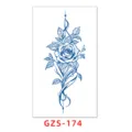 Herbal Juice Blue Rose Temporary Tattoo Sticker Long Lasting Waterproof Body Art Design - GZS-174 / 70*120mm