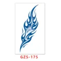 Semi-permanent herbal juice tattoo sticker blue flame feather waterproof realistic - GZS-175 / 70*120mm