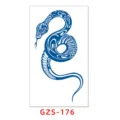 Herbal juice semi-permanent tattoo sticker blue snake pattern waterproof long lasting design - GZS-176 / 70*120mm