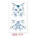 Herbal juice temporary tattoo sticker with cute blue cat face line art design for daily wear. - GZS-177 / 70*120mm