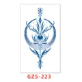 Pegatina de tatuaje temporal de jugo vegetal impermeable diseño floral luna azul - GZS-223