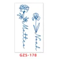 Semi-permanent herbal juice temporary tattoo sticker with floral line art and custom names. - GZS-178 / 70*120mm