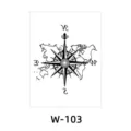Waterproof temporary tattoo sticker featuring a compass world map design in black line art. - Nautical Compass Style (W-103)