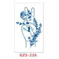Pegatina de tatuaje semipermanente de jugo de hierbas flor azul signo de paz de mano impermeable - GZS-226