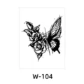 Herbal juice temporary tattoo sticker, black sketch rose butterfly design, waterproof body art. - Rose Butterfly Style (W-104)