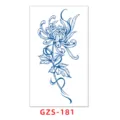 Herbal juice temporary tattoo sticker, blue chrysanthemum flower line art design waterproof. - GZS-181 / 70*120mm