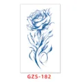 Blue rose temporary tattoo sticker variant, waterproof line art floral body art design. - GZS-182 / 70*120mm