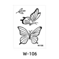Temporary butterfly tattoo sticker waterproof black line art body art variant W-106. - Butterfly Leaves Style (W-106)