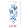 Herbal juice tattoo sticker, blue butterfly and geometric rhombus leaf design, semi-permanent. - GZS-183 / 70*120mm