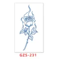 Pegatina de tatuaje temporal de jugo de hierbas rosa de llama azul diseño impermeable - GZS-231
