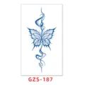 Semi-permanent herbal juice tattoo sticker featuring an elegant blue line butterfly design. - GZS-187 / 70*120mm