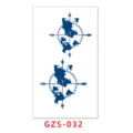 Herbal juice temporary tattoo sticker, blue compass world map design, semi-permanent body art decal. - GZS-032