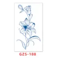 Herbal juice temporary tattoo sticker with waterproof blue lily flower line design. - GZS-188 / 70*120mm