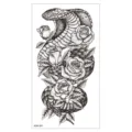 Autocollant de tatouage temporaire étanche avec motif serpent et rose, art corporel durable. - XQB-325 / 11.4*21CM