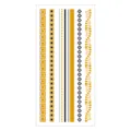Metallic temporary tattoo sheet with geometric gold and silver designs for body art. - Pattern M-T11