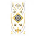 Metallic gold silver temporary tattoo sheet punk cross chain waterproof body art sticker design - Pattern M-T12