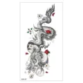 Autocollant de tatouage temporaire étanche avec dragon chinois et fleurs pour le bras. - XQB-327 / 11.4*21CM