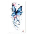 Waterproof temporary tattoo sticker featuring stunning blue butterfly and pink floral watercolor. - XQB-1249 / 11.4x21cm