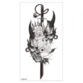 Autocollant de tatouage temporaire étanche avec masque Hannya japonais, épée et pivoine. - XQB-330 / 11.4*21CM