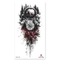 Temporary tattoo sticker featuring astronaut compass and red pine forest design for body. - XQB-1292