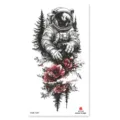 Temporary tattoo sticker featuring astronaut and red floral design for arm and leg. - XQB-1293