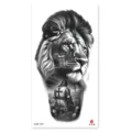 Black waterproof temporary tattoo sticker with lion and knight design for arm body art. - XQB-1254 / 11.4x21cm