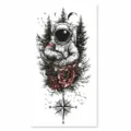 Temporary tattoo sticker astronaut rose compass design waterproof body art for arm chest leg - XQB-1294