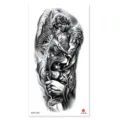 Waterproof temporary tattoo sticker for men women, black warrior wolf art design for arm leg body. - XQB-1255 / 11.4x21cm