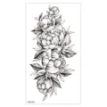 Feuille de tatouage temporaire étanche motif pivoine avec un design de ligne noir et blanc. - XQB-333 / 11.4*21CM