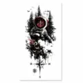 Red astronaut compass temporary tattoo sticker for arm leg chest body art decoration. - XQB-1295